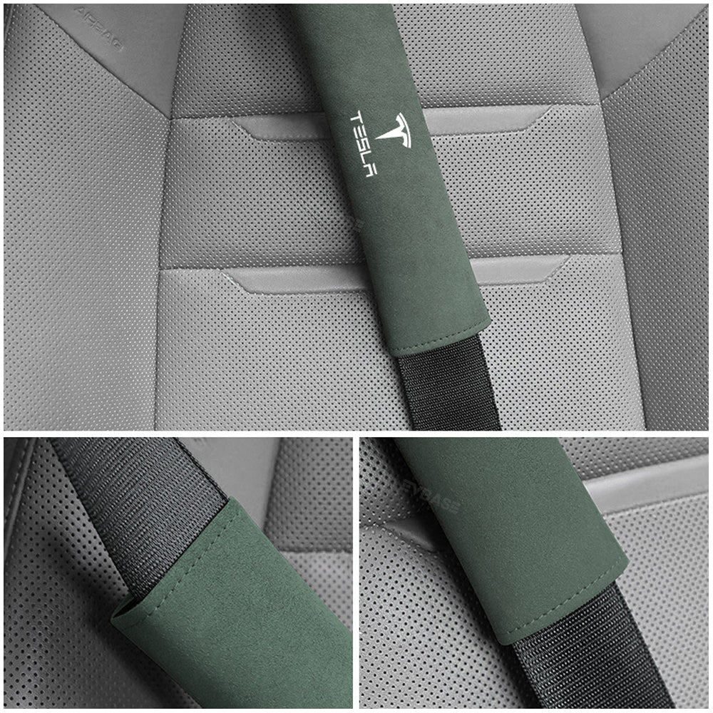 Tesla Seat Belt Cover Alcantara Suede Shoulder Pad for Model 3 Y X S Interior Accessories EVBASE