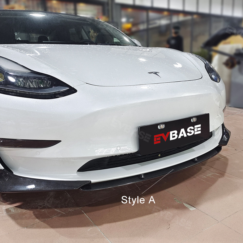 Tesla Model 3 Front Bumper Lip CMST Real Carbon Fiber Spoiler Splitter Trim Front Apron | EVBASE