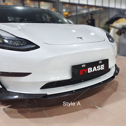 Tesla Model 3 Front Bumper Lip CMST Real Carbon Fiber Spoiler Splitter Trim Front Apron | EVBASE