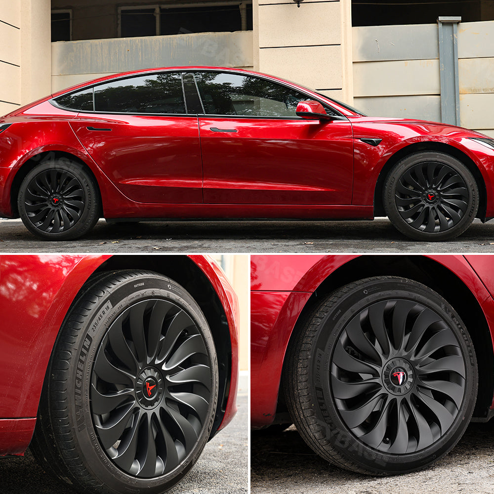 Model 3 18inch Überturbine Wheel Cover Tesla 18inch Turbine Wheel Cap Kit 4PCS Matte Black