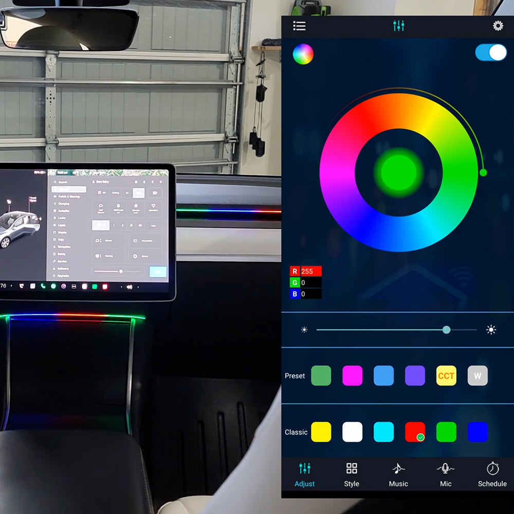 Model 3 Y Dashboard Streamer Ambient Light by Glove Box Power Ambient Light Upgrade Tesla