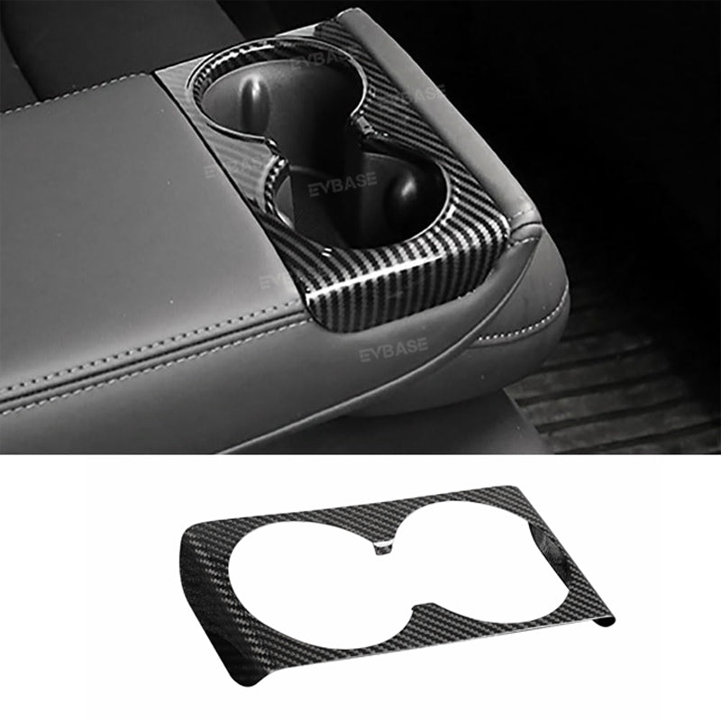 Tesla Model 3 Highland Cup Holder Trim Rear Armrest Real Carbon Fiber Cover Center Console Overlay Panel