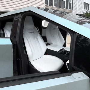 Tesla Cybertruck Seat Covers NAPPA Leather Full Coverage Seat Protector (Black/White)