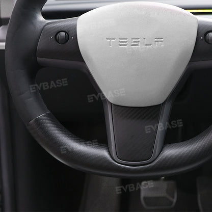 EVBASE Carbon Fiber Tesla Steering Wheel Middle frame Cover For Model 3 Y