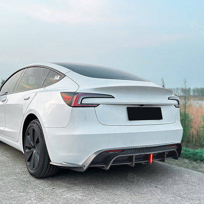 Tesla Model 3 Highland Rear Diffuser Bumper Lip ABS Spoiler Splitter Replacement With Brake Light