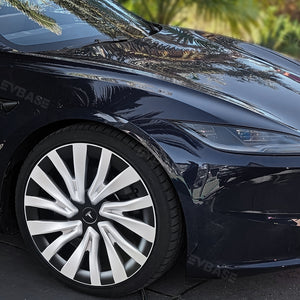 Tesla Model 3 Highland Wheel Covers 18 Inch Hubcaps Sport Wheel Caps Rim Covers 4PCS Silver & Black