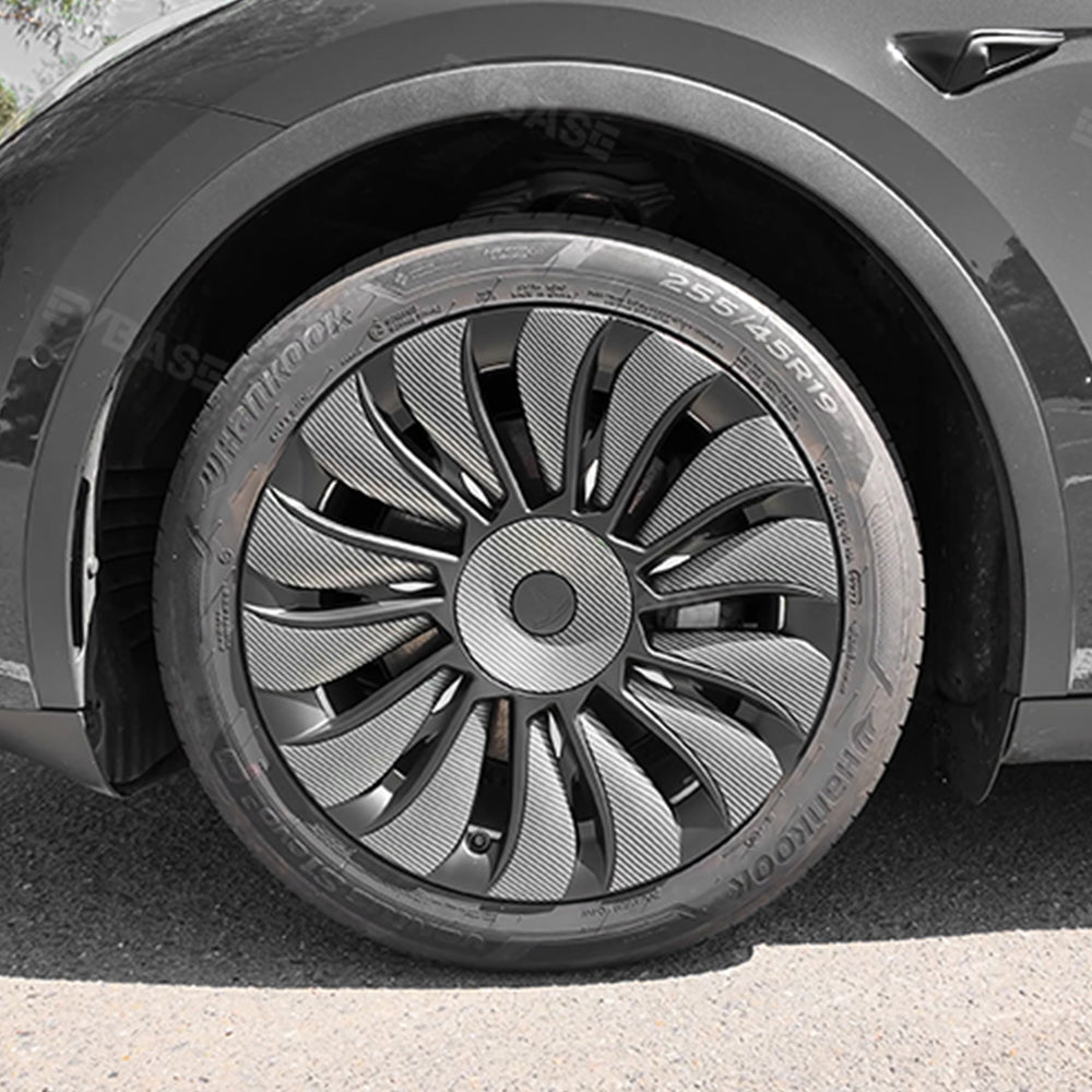 Model Y Überturbine Wheels Covers 19inch Carbon Fiber Texture for Tesla Gemini Wheels Exterior Accessories