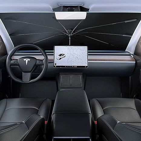 Tesla Windshield Sun Shade Model 3 Y Foldable Front Window Sunshade Um -  EVBASE-Premium EV&Tesla Accessories