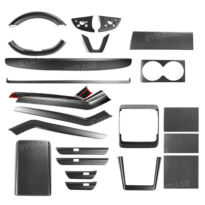 Tesla Model Y Juinper Real Carbon Fiber Upgrade Kit Full Interior Protection Cover Trim Overlay