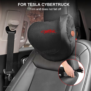 Tesla Cybertruck Neck & Lumbar Pillow Neck Support Seat Chair Headrest With Embroidered Logo Adjustable Strap 2PCS