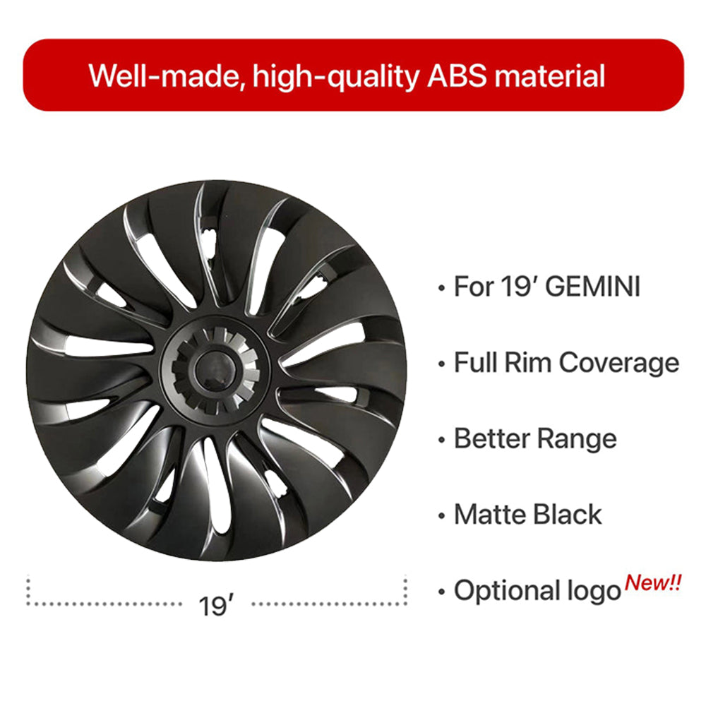 2023 Neues Modell Y Überturbine Radabdeckungen für 19 Zoll Modell Y Gemini Rad matt 4 Stück