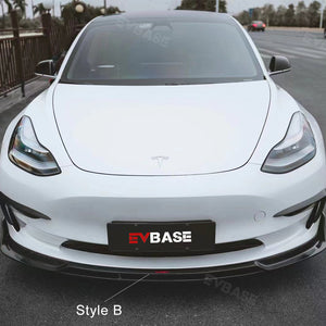 Tesla Model 3 Front Bumper Lip CMST Real Carbon Fiber Spoiler Splitter Trim Front Apron | EVBASE
