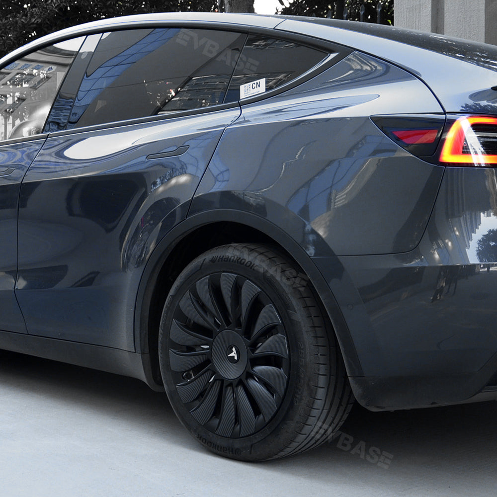 Model Y Überturbine Wheels Covers 19inch Carbon Fiber Texture for Tesla Gemini Wheels Exterior Accessories