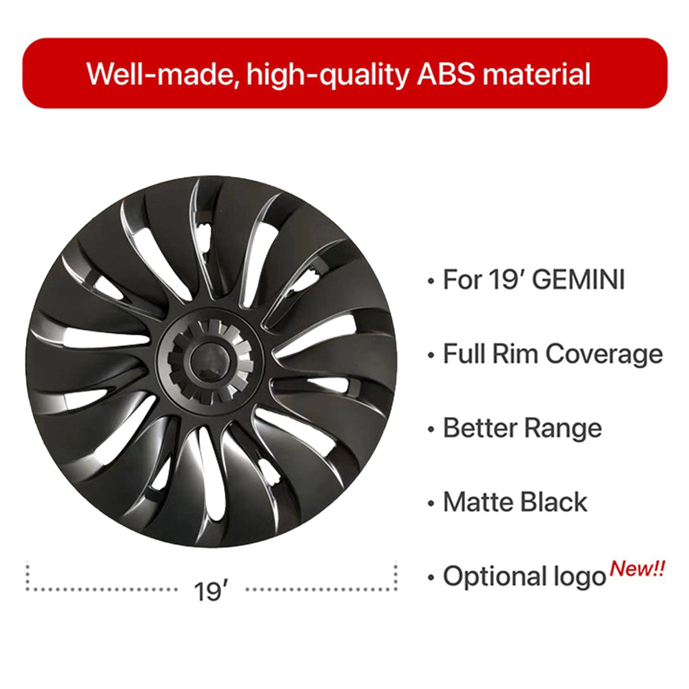 Model Y Überturbine Wheel Covers For 19inch Model Y Gemini Wheel Matte -  EVBASE-Premium EV&Tesla Accessories