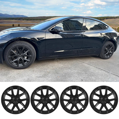 Tesla Model 3 Wheel Covers 18 Inch  ABS Sport Hubcaps Aero Wheel Caps Matte Black 4PCS