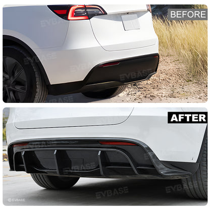 Tesla Model Y Rear Bumper Lip Wing Diffuser Replacement Splitter Spoiler ABS Body Kit Black Warrior Style