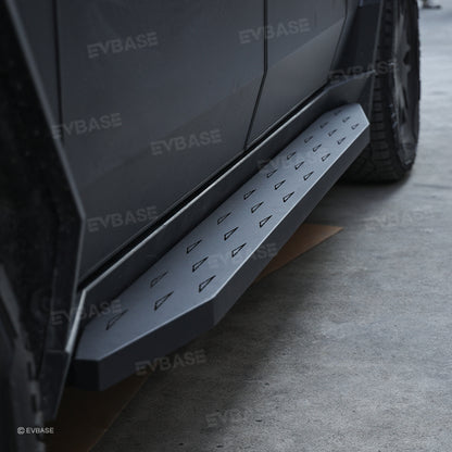 Upgrade Tesla Cybertruck Running Boards Side Steps Nerf Bars Exterior Brackets EVBASE With Triangle Logo