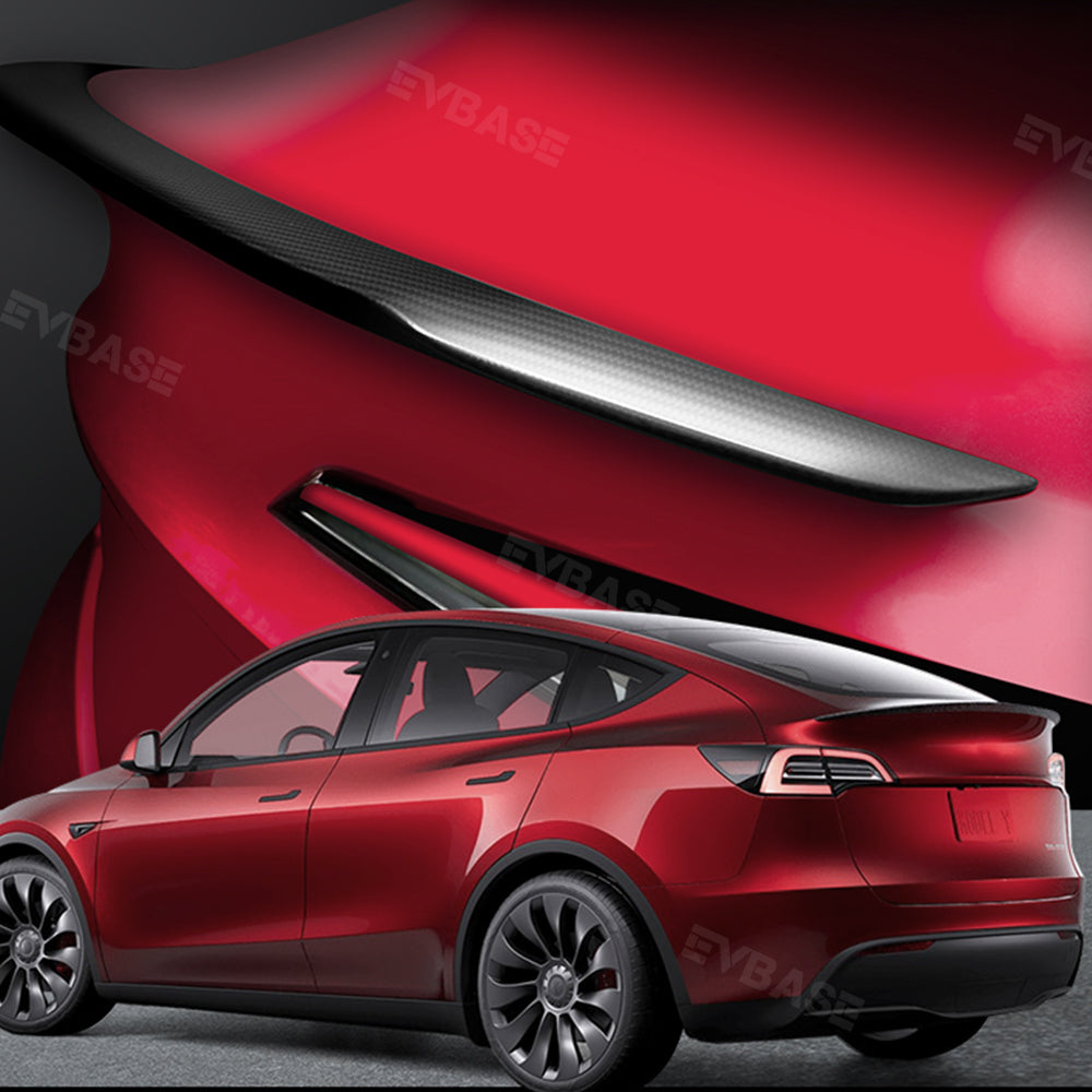 Tesla Model Y Spoiler Wing Dry Real Carbon Fiber OEM Style Inspired By Model 3 Performance Rear Splitter