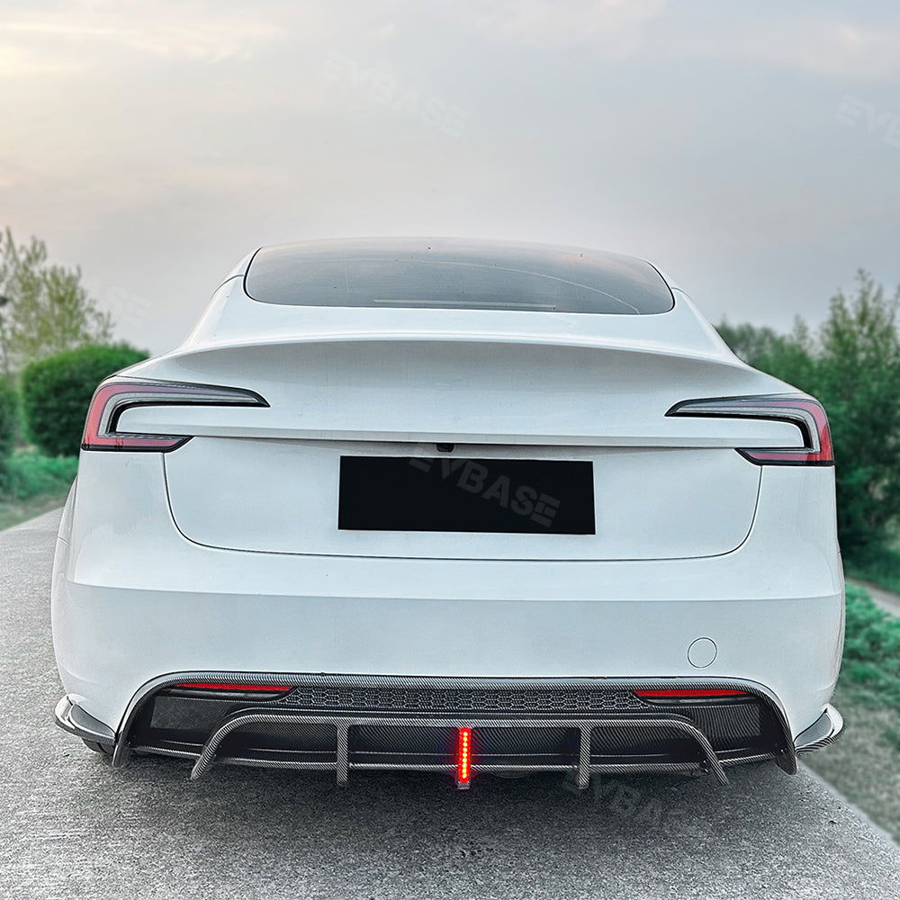 Tesla Model 3 Highland Rear Diffuser Bumper Lip ABS Spoiler Splitter Replacement With Brake Light