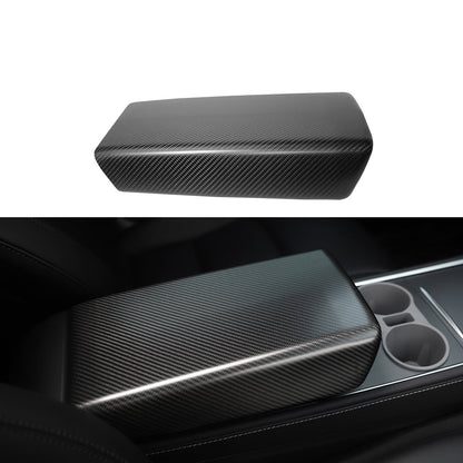 Tesla Model Y 3 Carbon Fiber Interior Accessories Central Control Armrest Box Cover