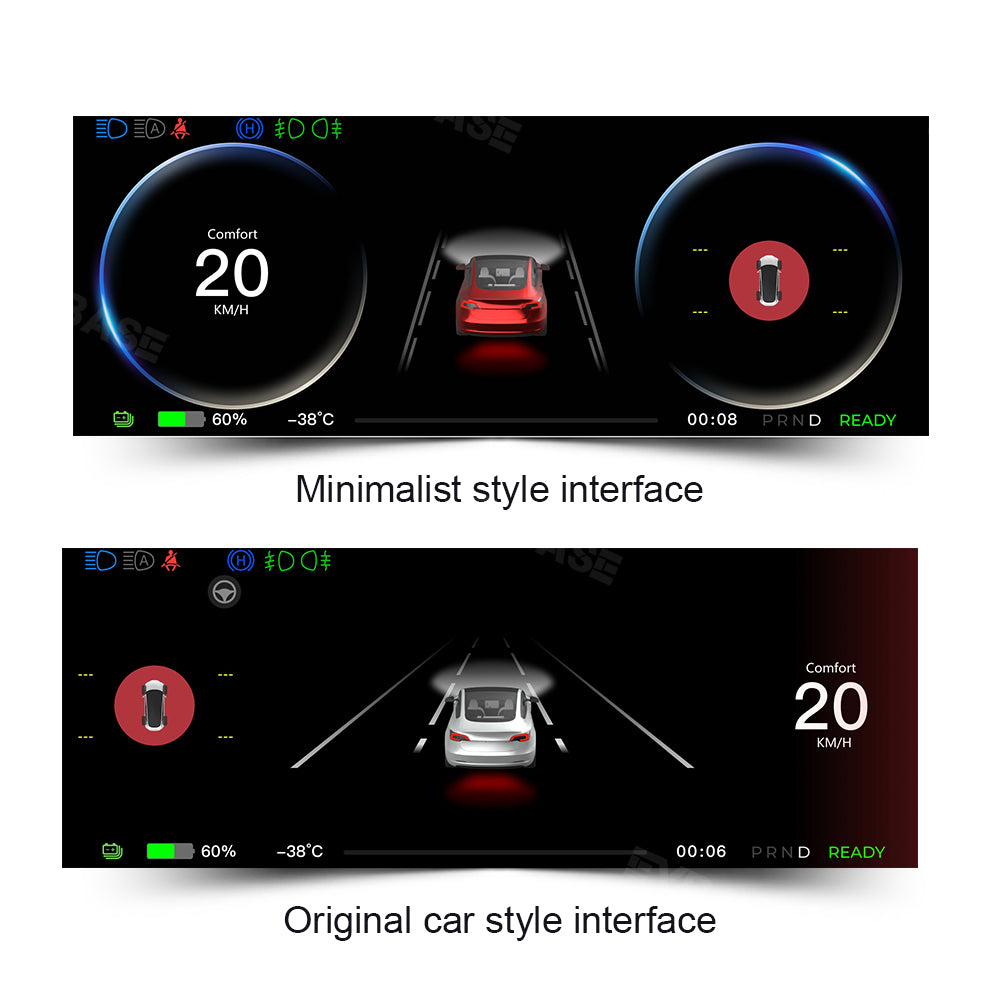 EVBASE Tesla Model 3/Y 8.9 Inch Dashboard Screen Inspired By Model X Head Up Display Instrument Cluster