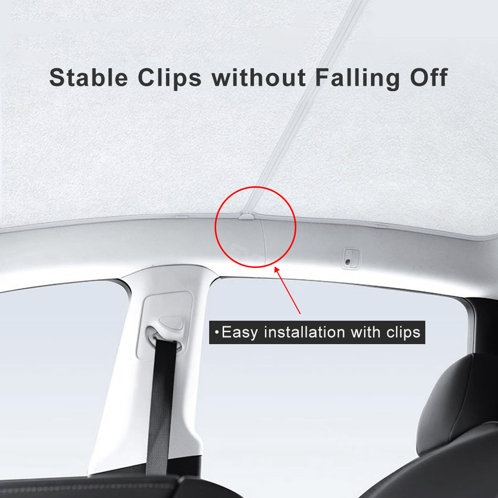 EVBASE Tesla Model Y Roof Sunshade Suede Lining Glass Roof Sun Visor Protector Sun Shade Cover