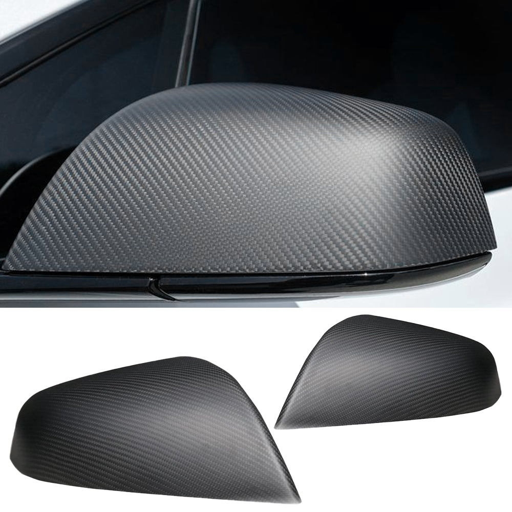 EVBASE Tesla Model X S Real Carbon Fiber Side Mirror Cover Anti-Scratch Model X S Exterior Accessories