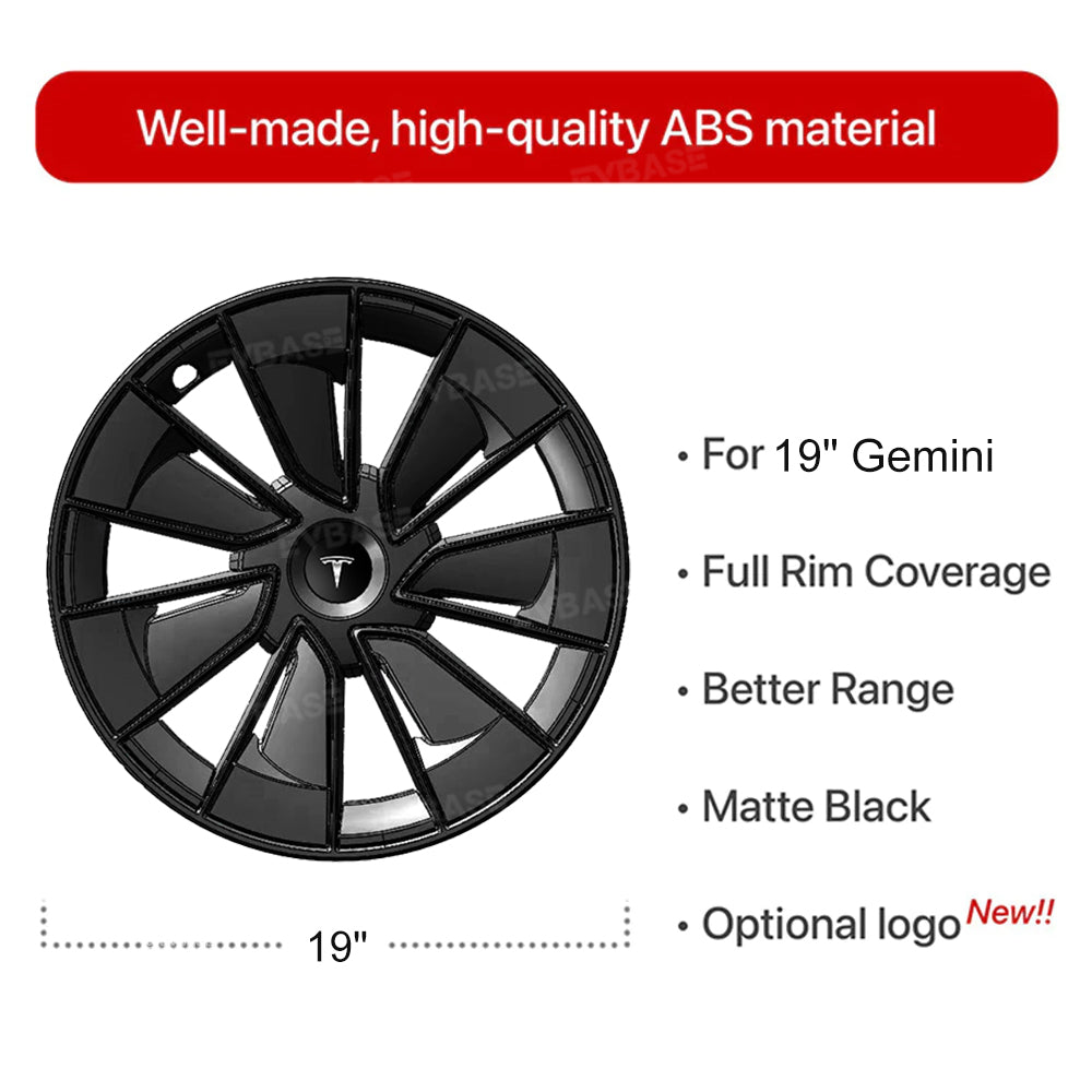 Tesla Model Y 19" Gemini Wheel Covers Hubcaps Inspired By Model 3 Performance Wheel Caps Rim Protector 4PCS