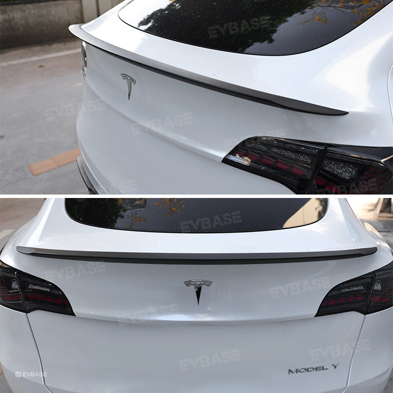 Tesla Model Y Spoiler Wing Dry Real Carbon Fiber OEM Style Inspired By Model 3 Performance Rear Splitter