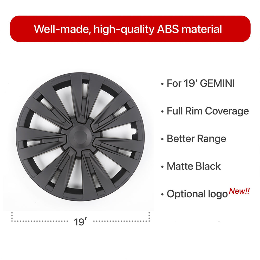 EVBASE Tesla Model Y Turbine Wheel Covers 19 inch Sport Model X Version Wheel Cap 4PCS Matte