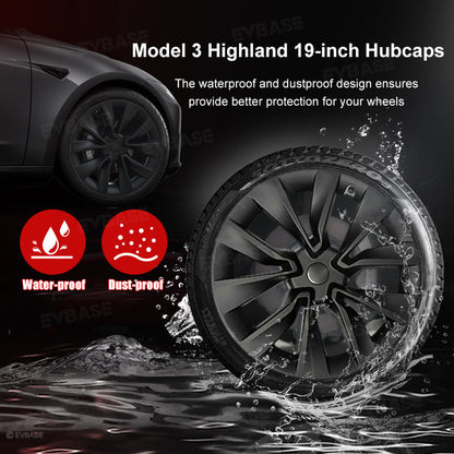 Model 3 Highland 19-Inch Wheel Covers For Nova Wheels Tesla Hub Caps Wheel Rim Protector EVBASE