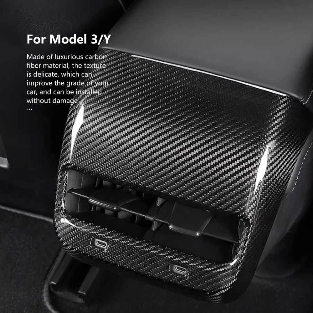 EVBASE Real Carbon Fiber Tesla Model 3 Y Rear Air Outlet Vent Cover Genuine Carbon Fiber