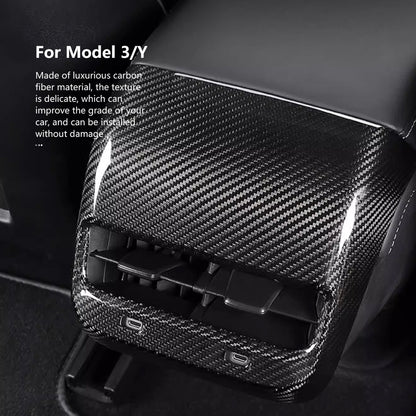 EVBASE Real Carbon Fiber Tesla Model 3 Y Rear Air Outlet Vent Cover Genuine Carbon Fiber