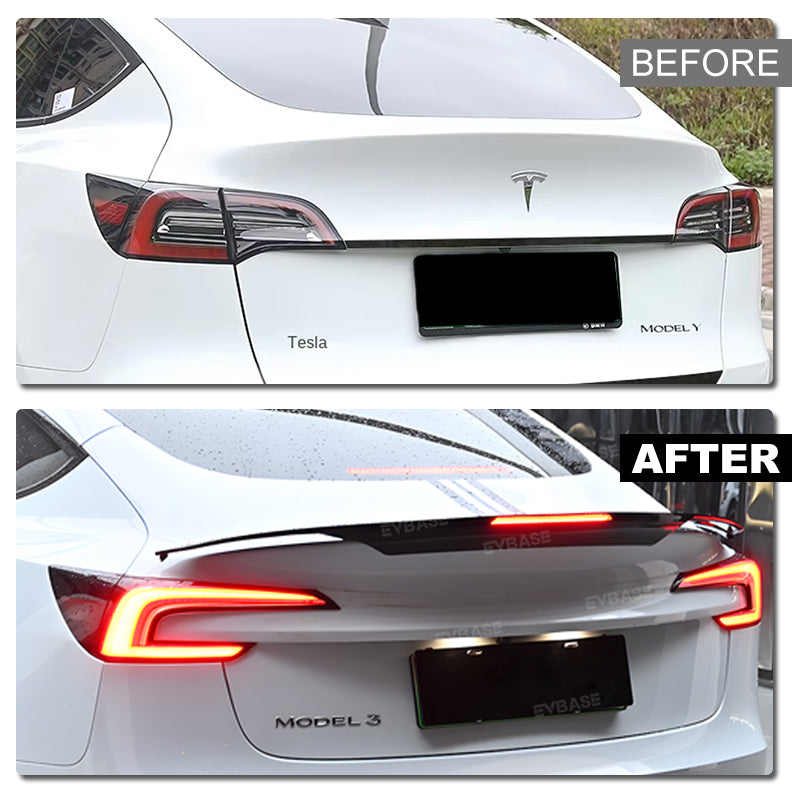 EVBASE Tesla Model 3 Y Spoiler Wing Rear Diffuser ABS Splitter With Brake Light Inspired By B-2 Spirit