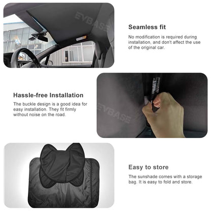 EVBASE Tesla Model X Sunshades Insulation Windshield Heatshield Glass Roof Skylight Shades Privacy Sun Visor