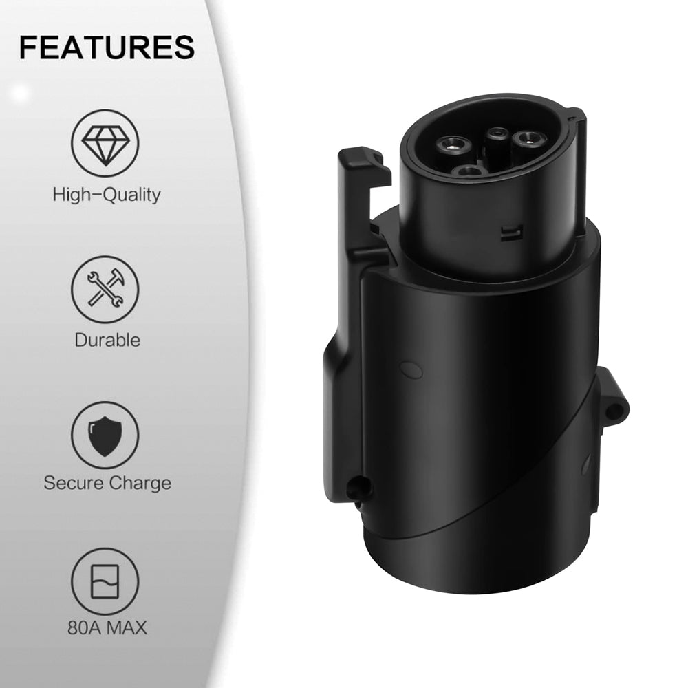 EVBASE Tesla to J1772 Charging Adapter 80A MAX/240VAC Compatible with Mobile and Wall Connector