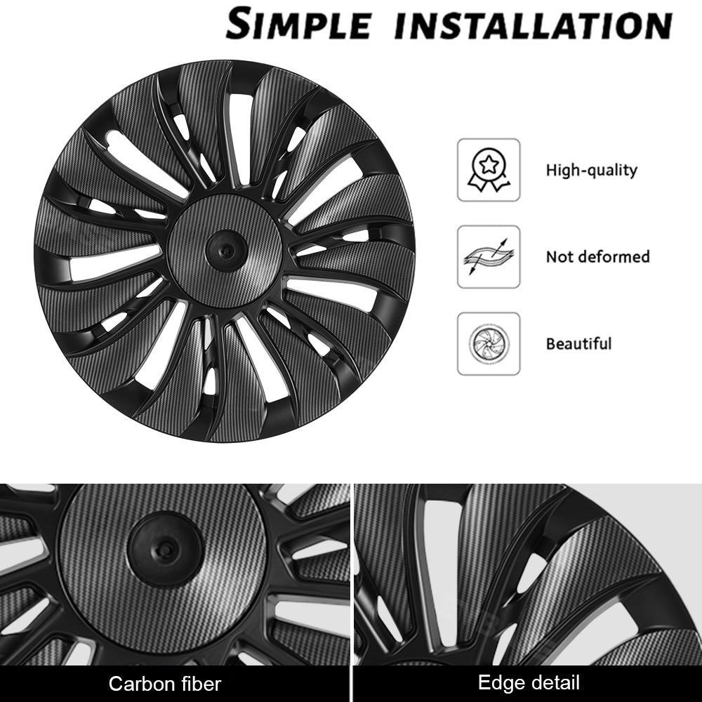 Model Y Überturbine Wheels Covers 19inch Carbon Fiber Texture for Tesla Gemini Wheels Exterior Accessories