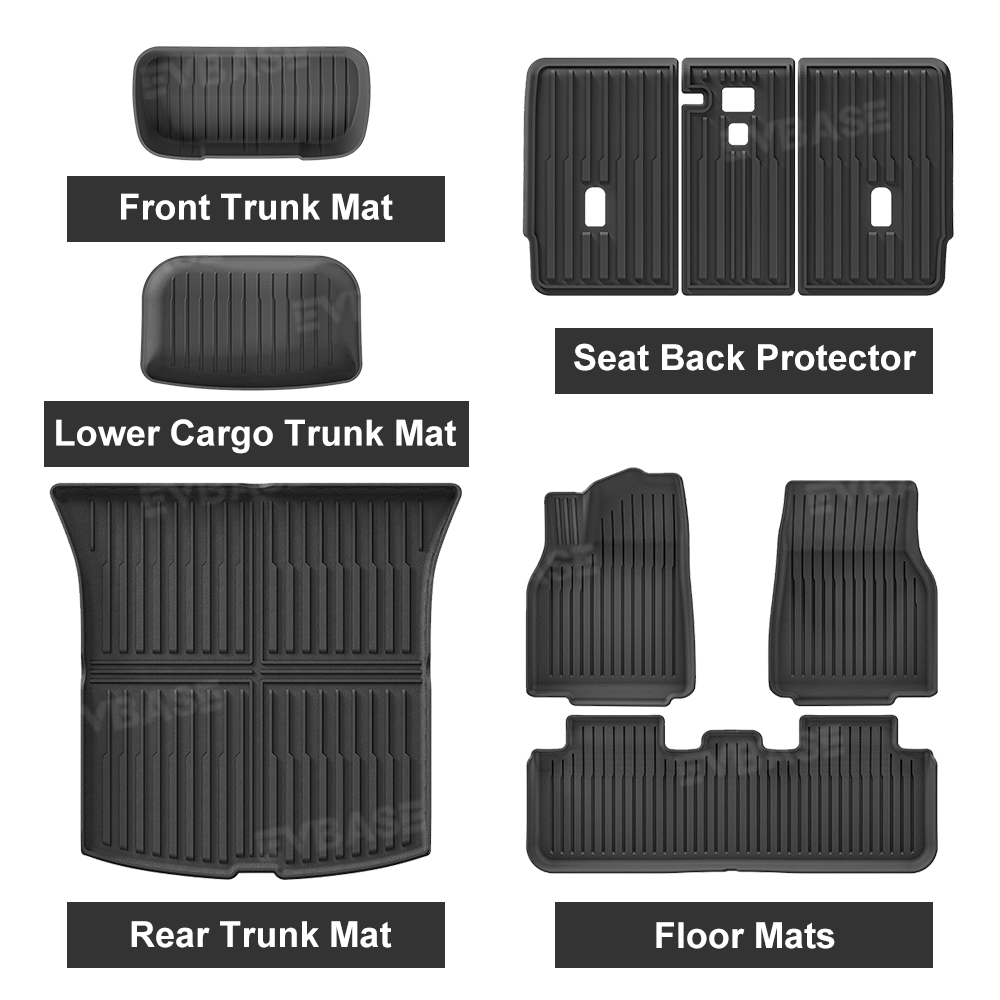 Tesla Model Y Juniper Floor Mat TPE Anti-Slip Trunk Mat Cargo Liner Back Seat Cover All Weather Protection