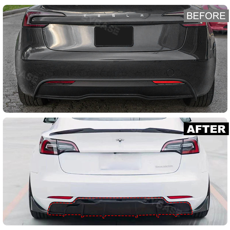 Tesla Model 3 Rear Bumper Lip ABS Sport Body Kit  Wing Spoiler Diffuser F Style Model 3 Highland