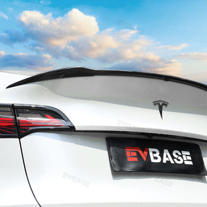 EVBASE Tesla Model Y Spoiler Real Carbon fiber Rear Trunk Lid Big Sport Spoiler Wing Glossy