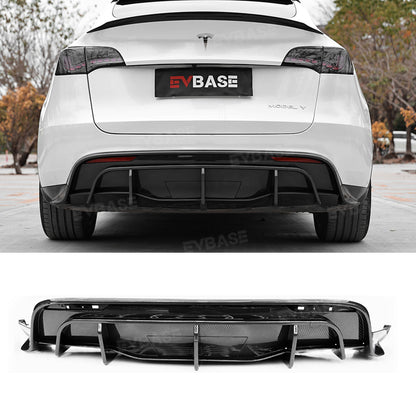 Tesla Model Y Rear Bumper Lip Wing Diffuser Replacement Splitter Spoiler ABS Body Kit Black Warrior Style