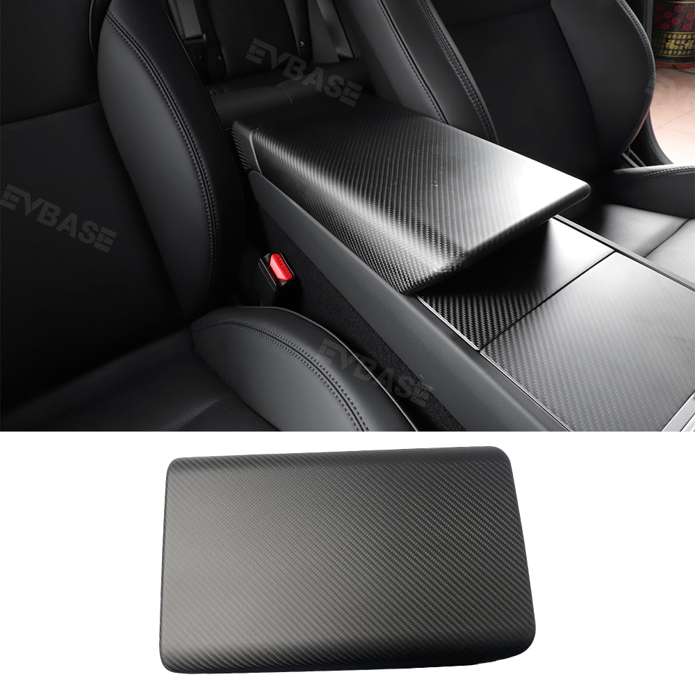 Tesla Model Y Juniper Armrest Box Cover Real Carbon Fiber Center Console Cover Trim Protection