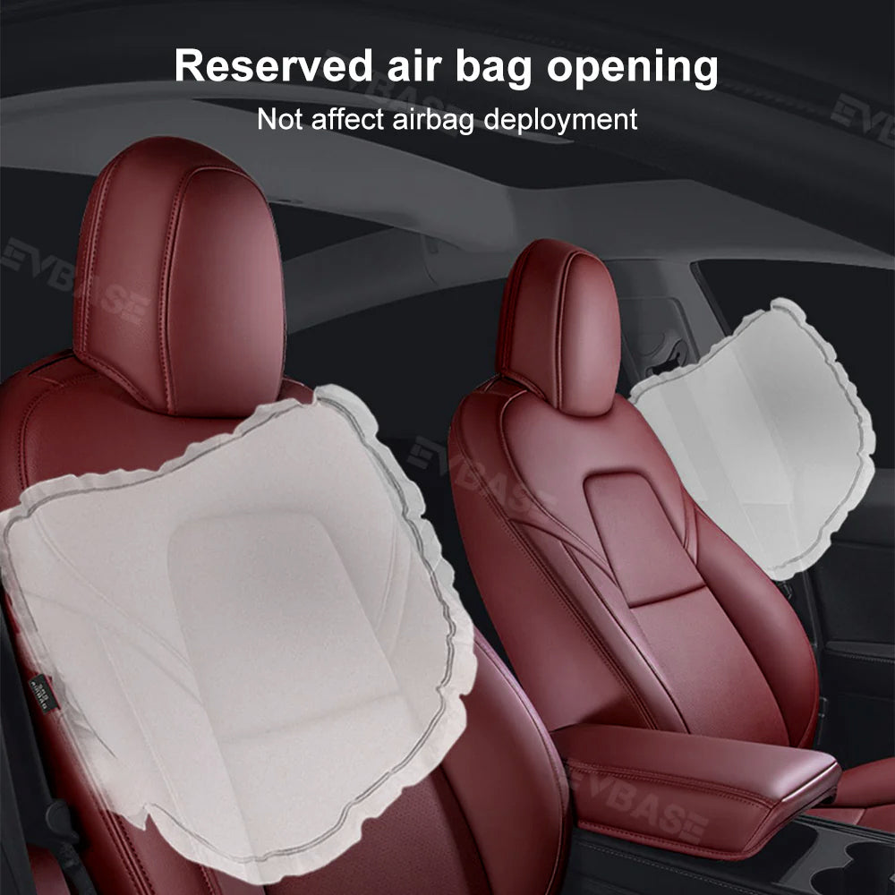 Custom Seat Covers Luxury Nappa Litchi Vegan Leather Breathable Cushion for Tesla Model Y 3 Model Y 2020 Litchi Vegan Leather Half Surround Red