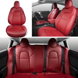 Custom Seat Covers Luxury NAPPA Litchi Vegan Leather Breathable Cushion For Tesla Model Y 3