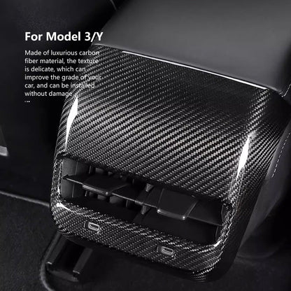 Tesla Model Y 3 Carbon Fiber Interior Accessories Rear Air Outlet Vent Cover Genuine