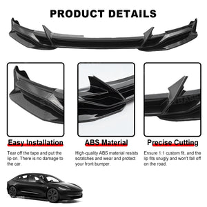 Upgrade Tesla Model 3 Highland Front Bumper Lip ABS Body Kits Front Splitter Apron Spoiler