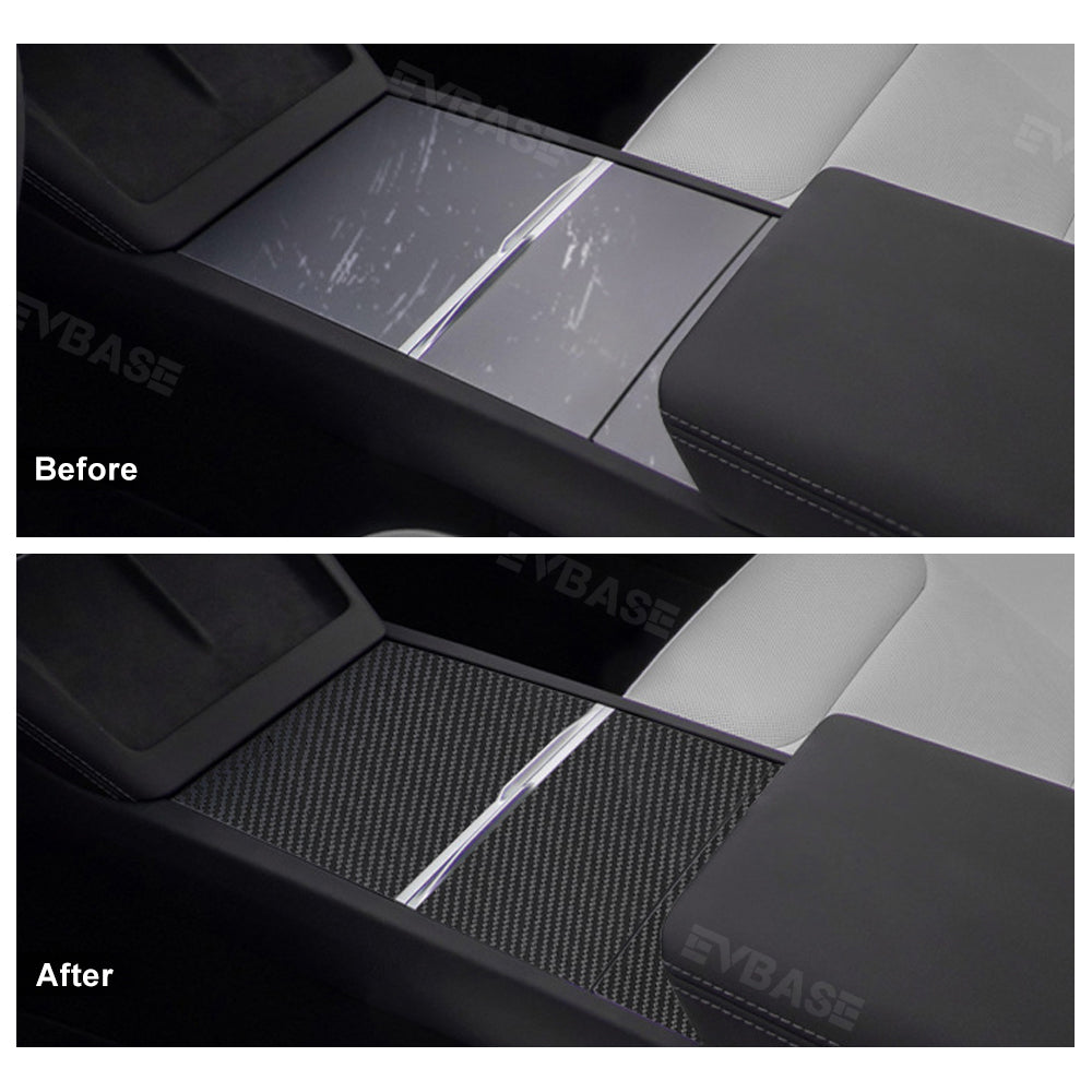 Model Y Juniper Real Carbon Fiber Center Console Sticker Protector Tesla Interior Accessories EVBASE