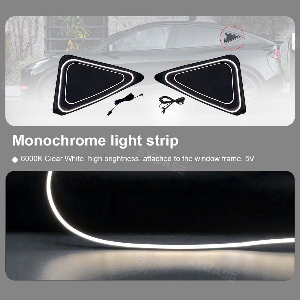 Tesla Model Y/3 Rear Triangle Window LED Lighting DIY Ornament Kit Neon Ambient Decorative Light Side Quarter Window