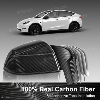 Tesla Model Y Side Mirror Covers Real Carbon Fiber Trim Overlays Protective Cover Rearview Caps Inspired By Model Y Juniper