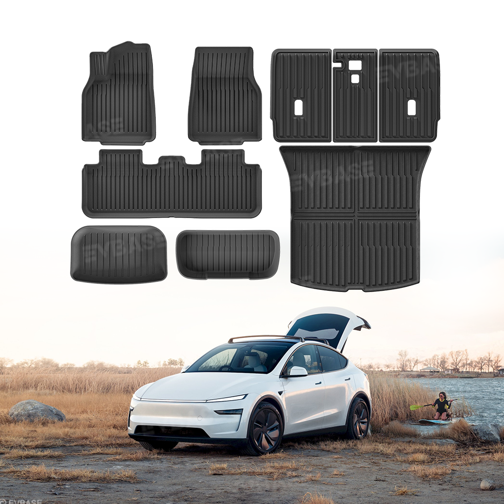 Tesla Model Y Juniper Floor Mat TPE Anti-Slip Trunk Mat Cargo Liner Back Seat Cover All Weather Protection